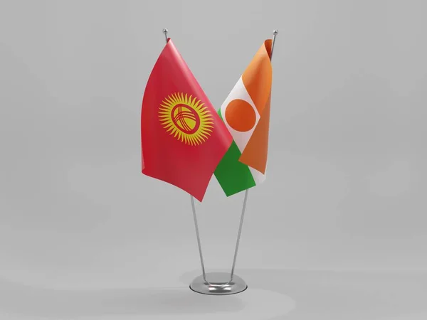 Niger Bandiere Cooperazione Del Kirghizistan Sfondo Bianco Render — Foto Stock