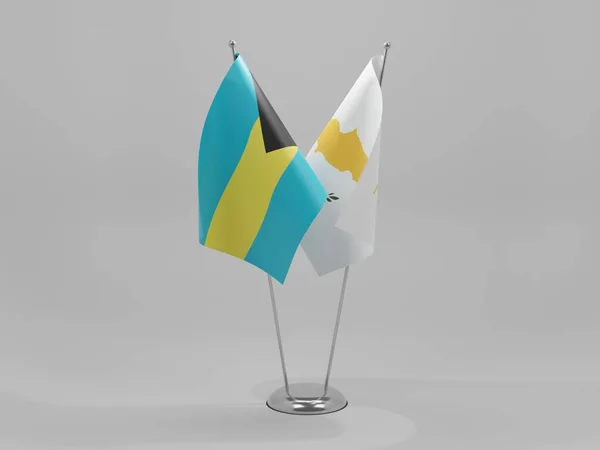 Chipre Bahamas Banderas Cooperación Fondo Blanco Render — Foto de Stock