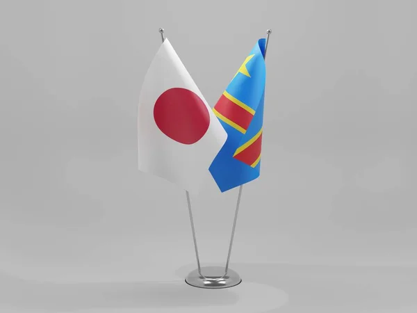 Demokratyczna Republika Konga Japonia Flagi Współpracy Białe Tło Render — Zdjęcie stockowe