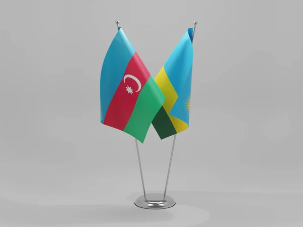 Σημαίες Συνεργασίας Ρουάντα Αζερμπαϊτζάν Λευκό Φόντο Render — Φωτογραφία Αρχείου
