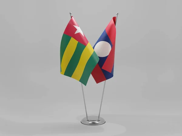 Laos Banderas Cooperación Togo Fondo Blanco Render — Foto de Stock