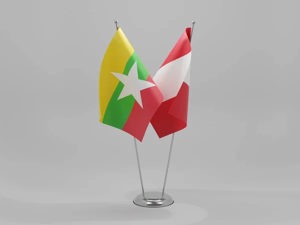 缅甸合作旗 白色背景 3D渲染 — 图库照片