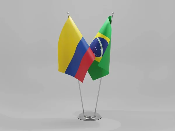 Brazil Colombia Cooperation Flags White Background Render — Stock Photo, Image