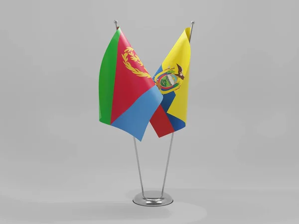 Ekvádor Vlajky Spolupráce Eritreje Bílé Pozadí Vykreslování — Stock fotografie
