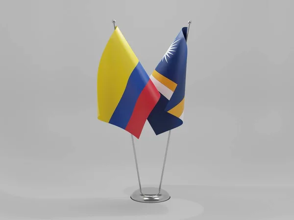 Marshallovy Ostrovy Kolumbie Spolupráce Vlajky Bílé Pozadí Render — Stock fotografie