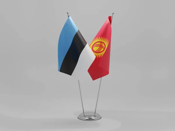 Kirghizistan Estonia Bandiere Cooperazione Sfondo Bianco Render — Foto Stock