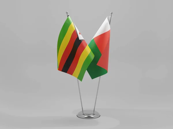 Madagaskar Zimbabwe Flagi Współpracy Białe Tło Render — Zdjęcie stockowe