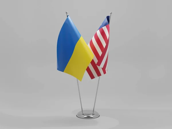 Liberia Ukraine Cooperation Flags White Background Render — 图库照片
