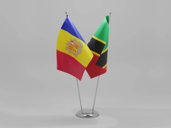 Saint Kitts Nevis Flagi Współpracy Andory Białe Tło Render — Zdjęcie stockowe