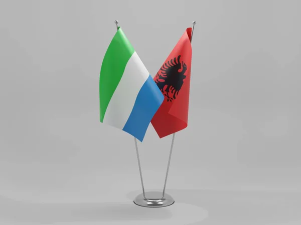 Albania Sierra Leone Cooperation Flags White Background Render — Stock Photo, Image