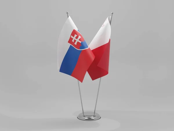 Malta Slovakien Samarbetsflaggor Vit Bakgrund Render — Stockfoto