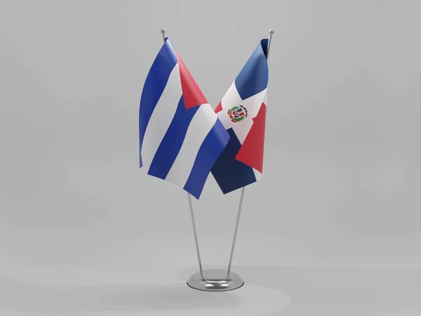 Repubblica Dominicana Cuba Bandiere Cooperazione Sfondo Bianco Render — Foto Stock