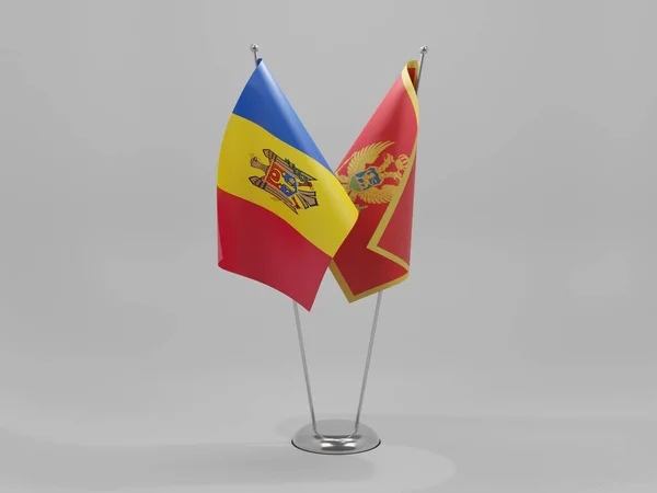Montenegro Moldavia Banderas Cooperación Fondo Blanco Render — Foto de Stock