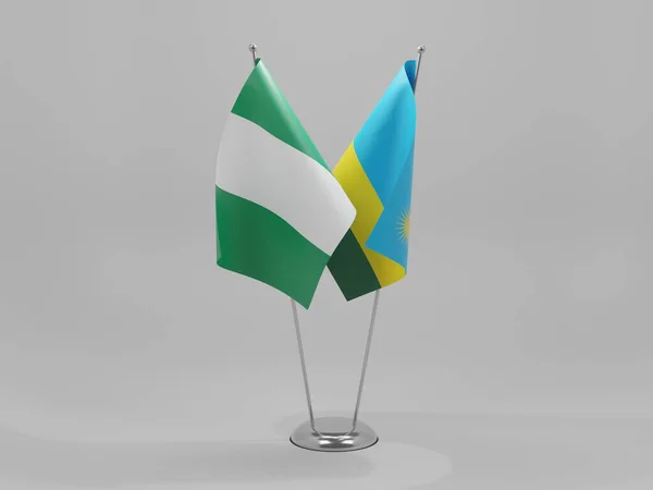 Ruanda Nijerya Şbirliği Bayrakları Beyaz Arkaplan Render — Stok fotoğraf