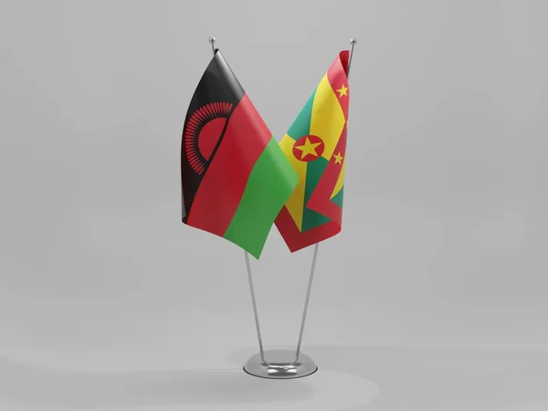 Grenada Malawi Kooperationsfahnen Weißer Hintergrund Render — Stockfoto