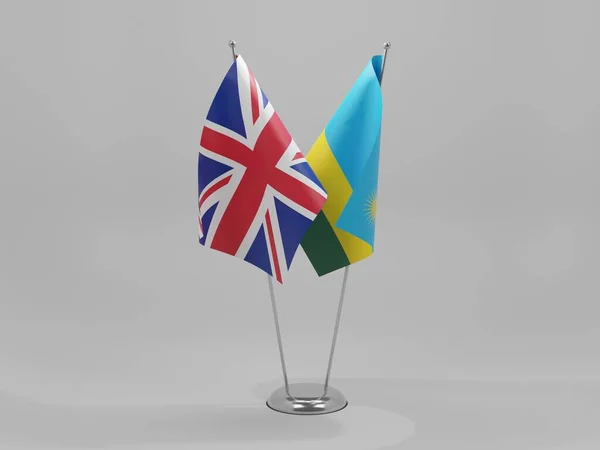 Ruanda Banderas Cooperación Del Reino Unido Fondo Blanco Render — Foto de Stock