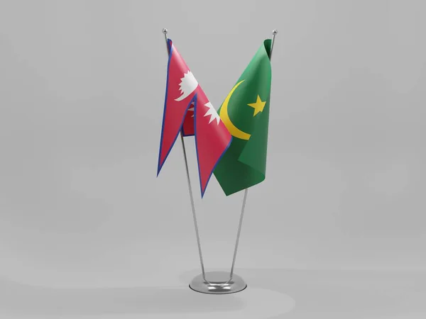 Mauritania Nepal Cooperation Flags White Background Render — Stock Photo, Image