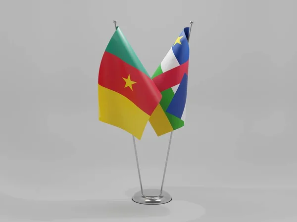 República Centroafricana Banderas Cooperación Camerún Fondo Blanco Render — Foto de Stock