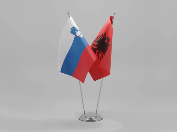 Albania Slovenia Cooperation Flags White Background Render — Stock Photo, Image