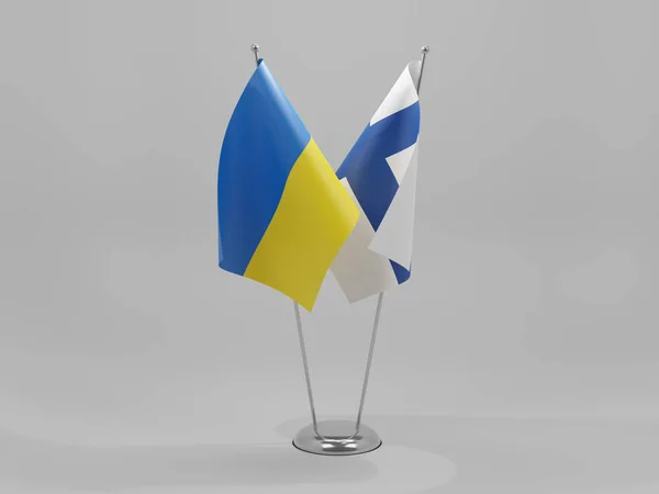 Finlande Ukraine Drapeaux Coopération Fond Blanc Render — Photo