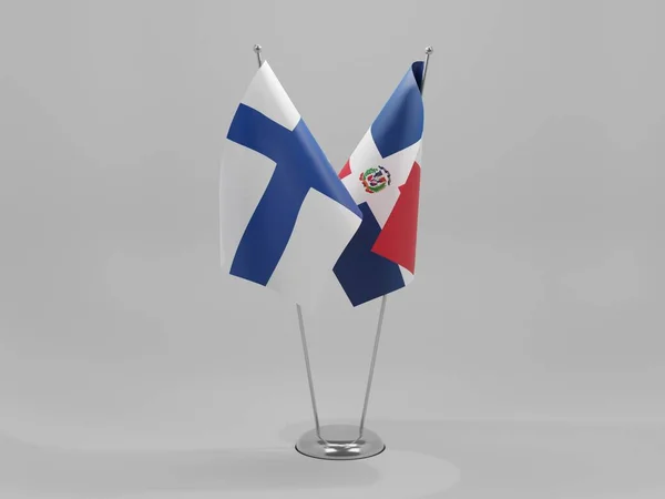 ドミニカ共和国 フィンランド協力旗 白背景 3Dレンダリング — ストック写真
