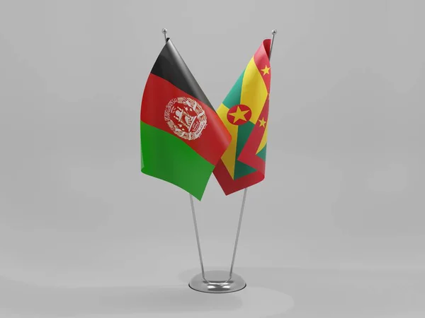 Γρενάδα Αφγανική Συνεργασία Σημαίες Λευκό Φόντο Render — Φωτογραφία Αρχείου