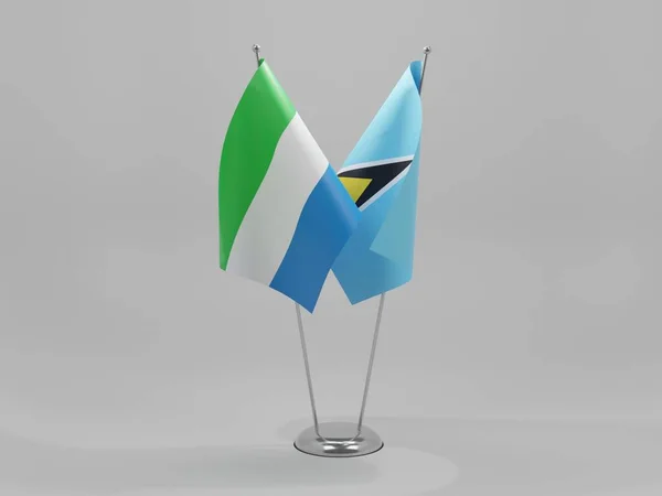 Saint Lucia Sierra Leone Cooperation Flags White Background Render — Stock Photo, Image