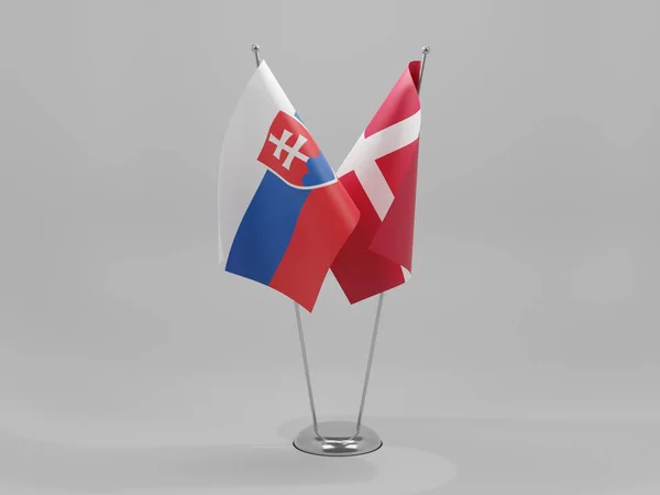 Δανία Σλοβακία Σημαίες Συνεργασίας Λευκό Φόντο Render — Φωτογραφία Αρχείου