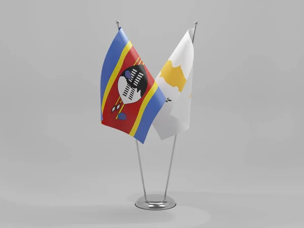 Chipre Banderas Cooperación Suazilandia Fondo Blanco Render — Foto de Stock