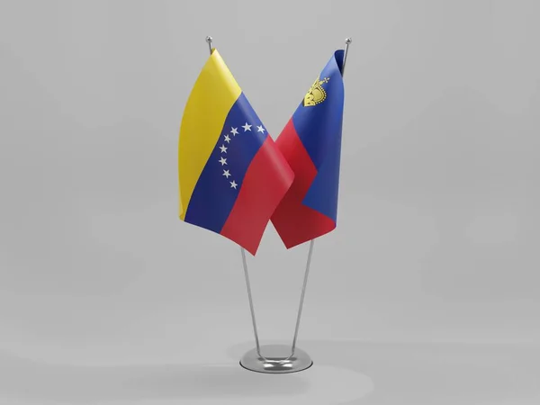 Liechtenstein Venezuela Kooperationsflaggen Weißer Hintergrund Render — Stockfoto