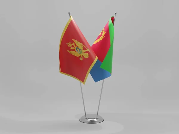 Eritrea Montenegro Flaggen Der Zusammenarbeit Weißer Hintergrund Render — Stockfoto