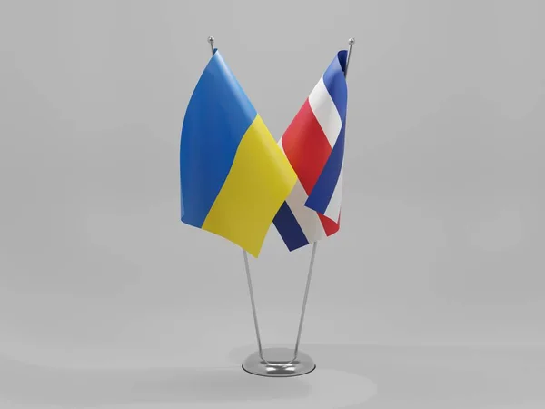 Costa Rica Ukraine Cooperation Flags White Background Render — стокове фото