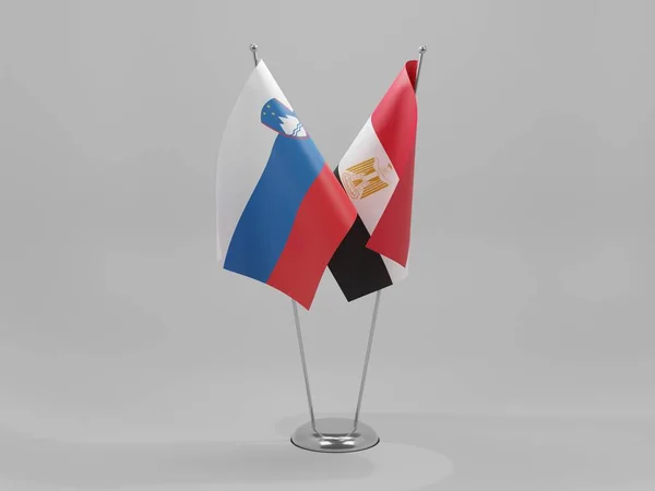 Egipto Eslovenia Banderas Cooperación Fondo Blanco Render —  Fotos de Stock