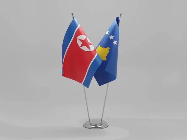 Kosovo Nordkorea Kooperationsflaggen Weißer Hintergrund Render — Stockfoto