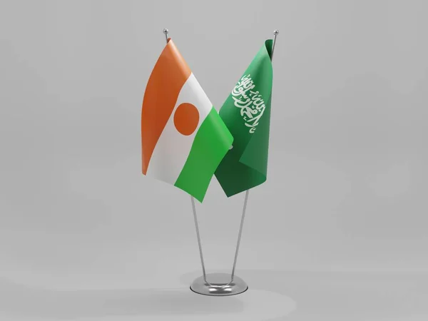 Arábia Saudita Bandeiras Cooperação Níger Fundo Branco Render — Fotografia de Stock
