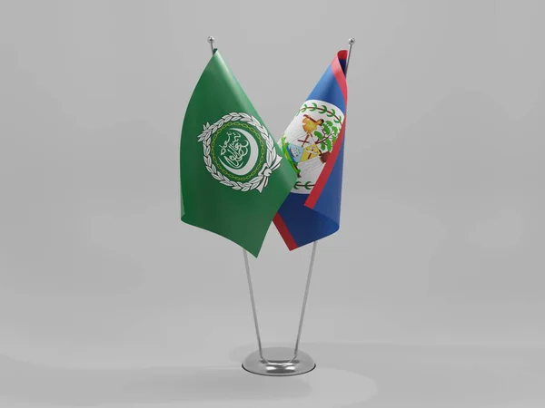 Belice Banderas Cooperación Liga Árabe Fondo Blanco Render —  Fotos de Stock