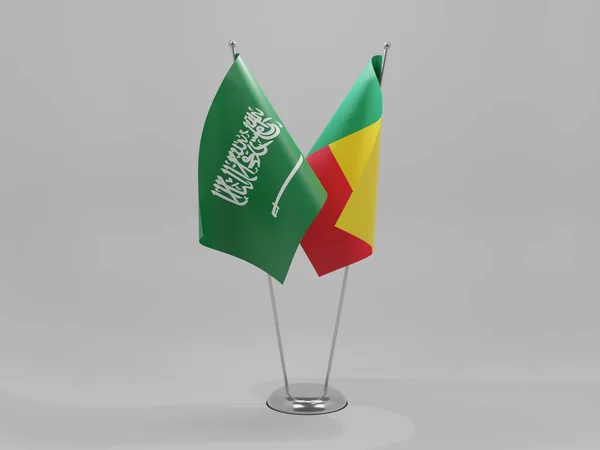 Benin Arabia Saudyjska Flagi Współpracy Białe Tło Render — Zdjęcie stockowe