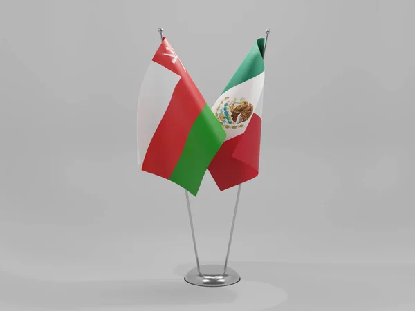 México Banderas Cooperación Omán Fondo Blanco Render — Foto de Stock