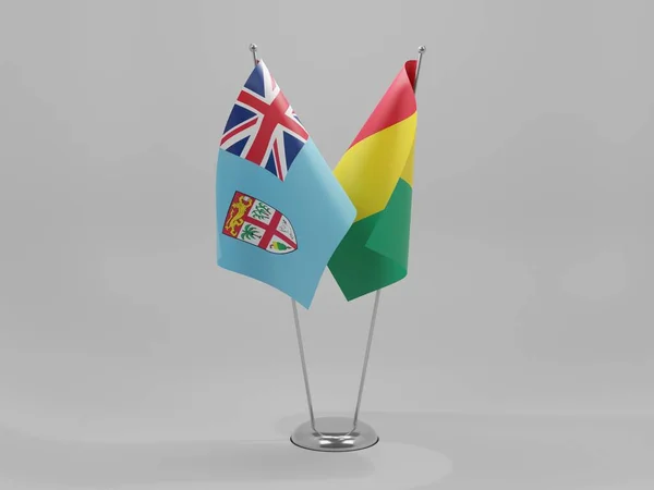 Guinea Banderas Cooperación Fiyi Fondo Blanco Render — Foto de Stock
