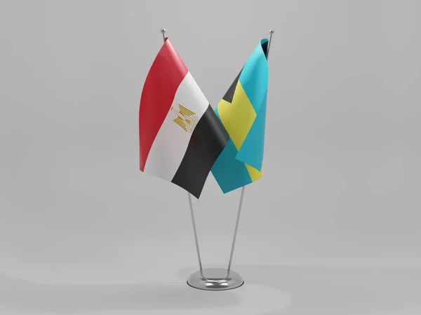 Μπαχάμες Αίγυπτος Σημαίες Συνεργασίας Λευκό Φόντο Render — Φωτογραφία Αρχείου