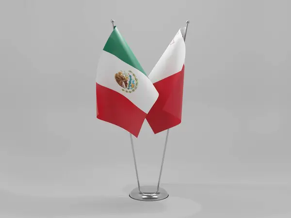 Malta Banderas Cooperación México Fondo Blanco Render — Foto de Stock