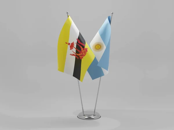 Αργεντινή Σημαίες Συνεργασίας Μπρουνέι Λευκό Φόντο Render — Φωτογραφία Αρχείου
