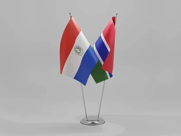 Gambia Paraguay Banderas Cooperación Fondo Blanco Render — Foto de Stock