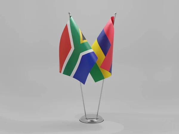 Mauritius Dél Afrikai Együttműködés Zászlók Fehér Háttér Render — Stock Fotó