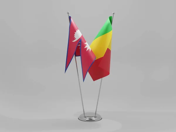Mali Bandeiras Cooperação Nepal Fundo Branco Render — Fotografia de Stock