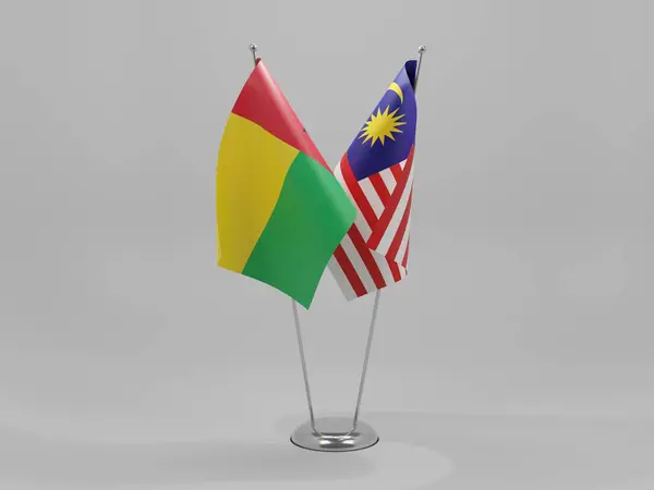 马来西亚 几内亚比绍合作旗 白色背景 3D渲染 — 图库照片