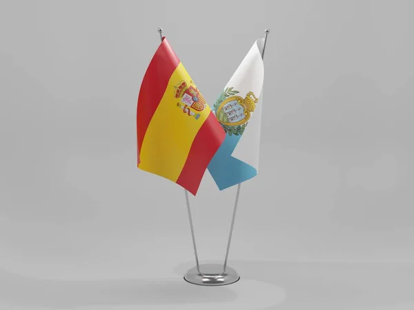 San Marino Spain Cooperation Flags White Background Render — 스톡 사진