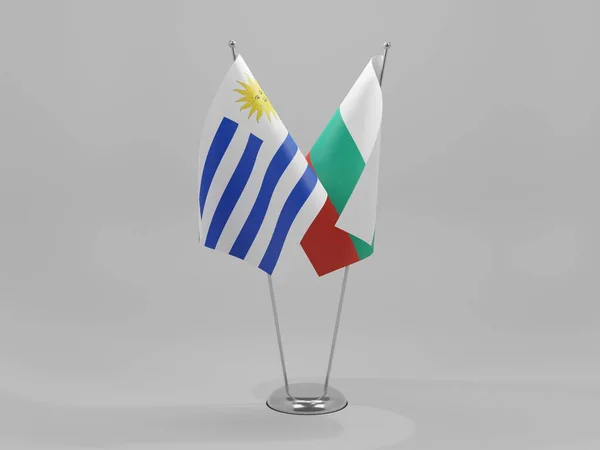 Bulgária Uruguayi Együttműködési Zászlók Fehér Háttér Render — Stock Fotó