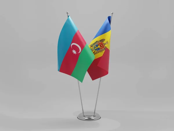 Moldova Azerbaycan Şbirliği Bayrakları Beyaz Arkaplan Render — Stok fotoğraf