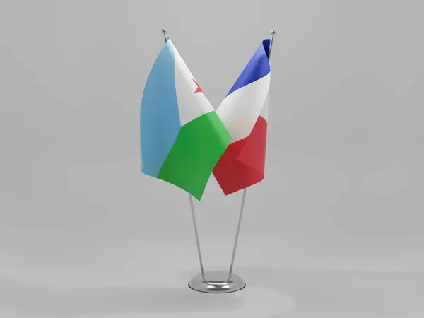 Francia Banderas Cooperación Yibuti Fondo Blanco Render — Foto de Stock